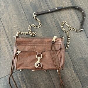 Rebecca Minkoff Brown Leather Crossbody Bag with Chain Strap